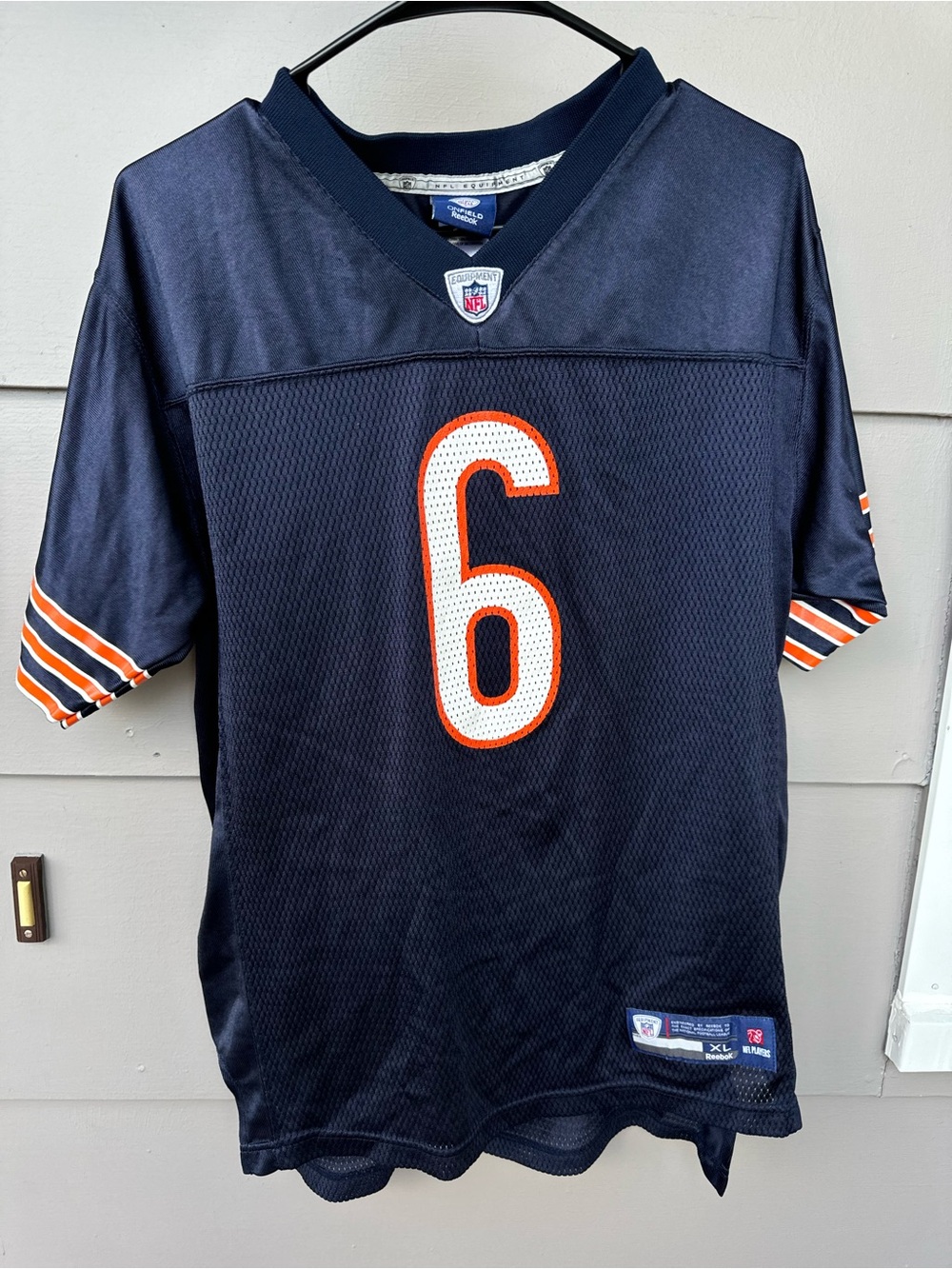 NFL Kids Navy Blue Football Jersey with White & Orange #6